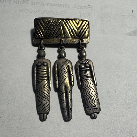 Laurel Burch Jewelry - VTG Laurel Burch  Nice Silver Tribal Women Man Drop Brooch collectable Costume